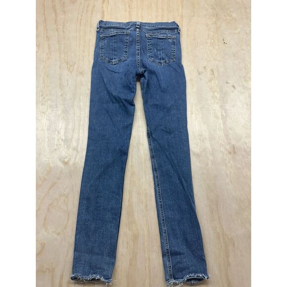 rag & bone Skinny Distressed Midland Raw Hem Jeans Size 26 medium wash - Picture 4 of 5